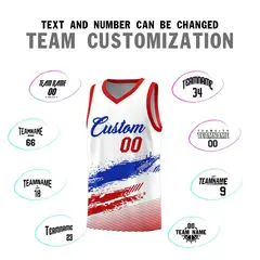 White Royal Red Graffiti Basketball Jersey 4