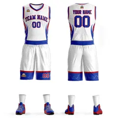 White Royal Red Graffiti Lightning Basketball Jersey 1