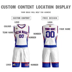 White Royal Red Graffiti Lightning Basketball Jersey 3