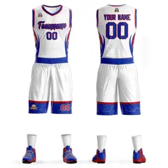 White Royal Red Graffiti Lightning Basketball Jersey 1
