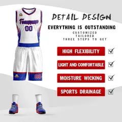 White Royal Red Graffiti Lightning Basketball Jersey 2