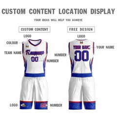 White Royal Red Graffiti Lightning Basketball Jersey 3