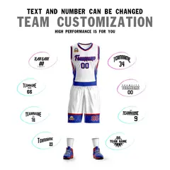 White Royal Red Graffiti Lightning Basketball Jersey 4