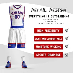 White Royal Red Graffiti Lightning Basketball Jersey 2
