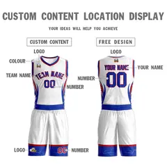 White Royal Red Graffiti Lightning Basketball Jersey 3