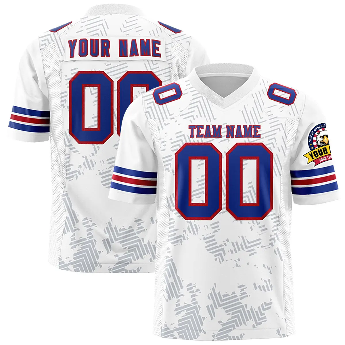 White Royal-Red Graffiti Line Authentic Football Jersey