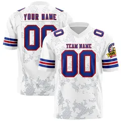 White Royal-Red Graffiti Line Authentic Football Jersey 1