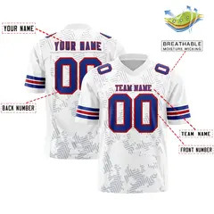 White Royal-Red Graffiti Line Authentic Football Jersey 2