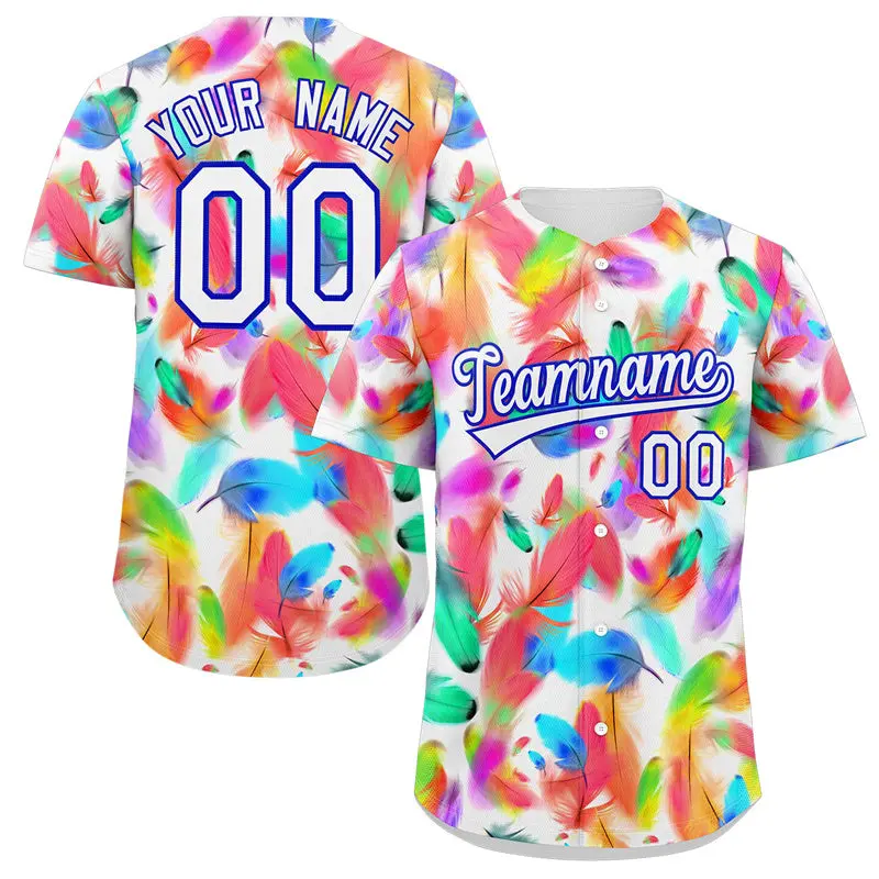 White Royal-Red Graffiti Pattern Baseball Jersey