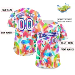 White Royal-Red Graffiti Pattern Baseball Jersey 2