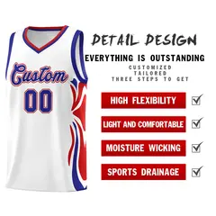 White Royal Red Graffiti Side Curve Basketball Jersey Sets 2