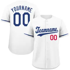 White Royal-Red Hook Classic Authentic Baseball Jersey 1