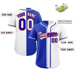 White Royal-Red Hook Split Fashion Baseball Jersey 2