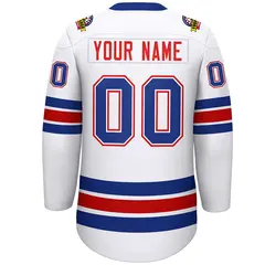 White Royal-Red Lace-Up Neck Hockey Jersey 4