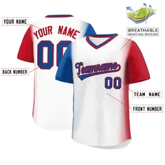 White Royal-Red Raglan Pullover Baseball Jersey 2