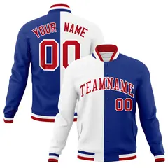 White Royal Red Split Varsity Full-Snap Letterman Jacket 1