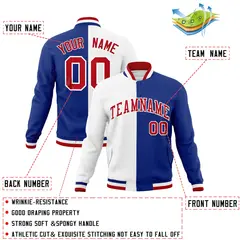 White Royal Red Split Varsity Full-Snap Letterman Jacket 4
