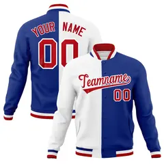 White Royal Red Split Varsity Full-Snap Letterman Jacket 1