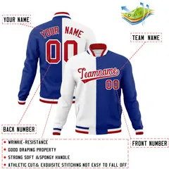 White Royal Red Split Varsity Full-Snap Letterman Jacket 4