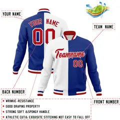 White Royal Red Split Varsity Full-Snap Letterman Jacket 4