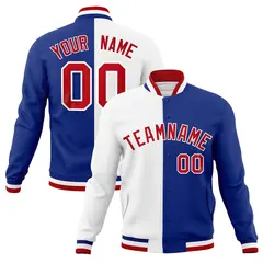 White Royal Red Split Varsity Full-Snap Letterman Jacket 1