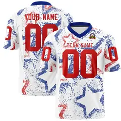 White Royal-Red Star Graffiti Football Jersey