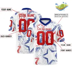 White Royal-Red Star Graffiti Football Jersey 2