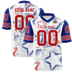 White Royal-Red Star Pattern Authentic Football Jersey