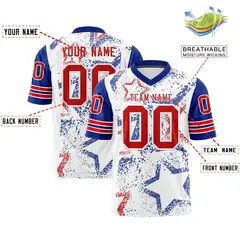 White Royal-Red Star Pattern Authentic Football Jersey 2