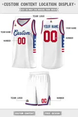 White Royal-Red Star Pattern Sports Basketball Jersey 2