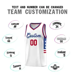 White Royal-Red Star Pattern Sports Basketball Jersey 3