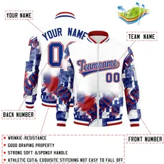 White Royal-Red Street Graffiti Varsity Letterman Jacket 2