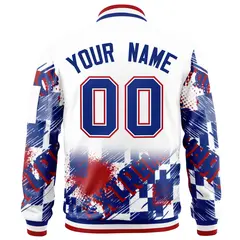 White Royal-Red Street Graffiti Varsity Letterman Jacket 4
