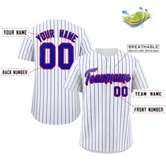 White Royal-Red Stripe Authentic Fashion Baseball Jersey 2