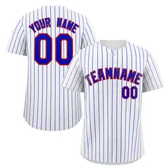 White Royal-Red Stripe Authentic Fashion Baseball Jersey