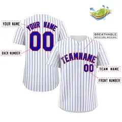 White Royal-Red Stripe Authentic Fashion Baseball Jersey 2