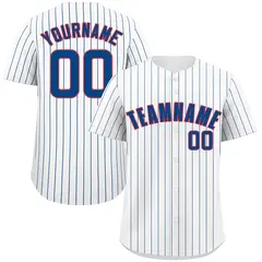 White Royal-Red Stripe Authentic Fashion Baseball Jersey 1