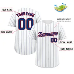 White Royal-Red Stripe Authentic Fashion Baseball Jersey 2