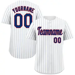 White Royal-Red Stripe Authentic Fashion Baseball Jersey 1