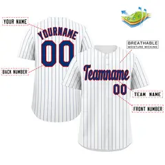 White Royal-Red Stripe Authentic Fashion Baseball Jersey 2