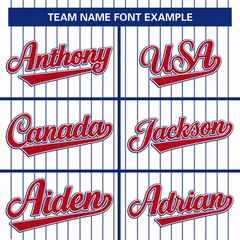 White Royal-Red Stripe Full Button Authentic Baseball Jersey 3