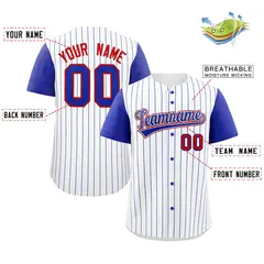 White Royal-Red Stripe Raglan Baseball Jersey 2