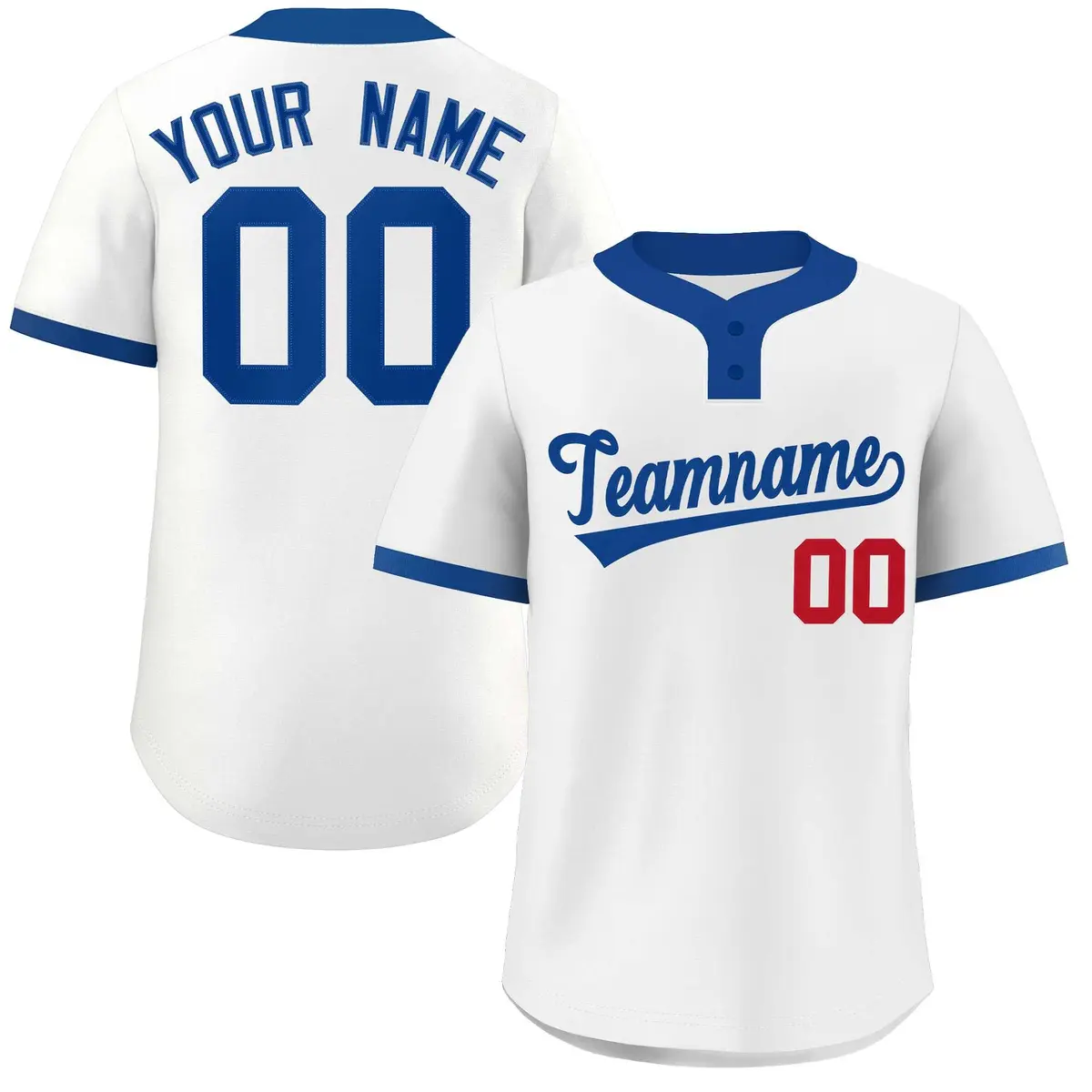 White Royal-Red Two-Button Softball Jersey