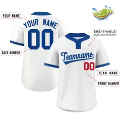 White Royal-Red Two-Button Softball Jersey 2