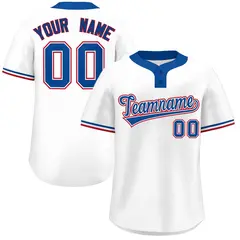 White Royal-Red Two-Button Softball Jersey