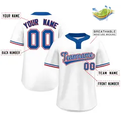 White Royal-Red Two-Button Softball Jersey 2