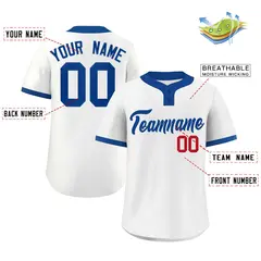 White Royal-Red Two-Button Softball Jersey 2