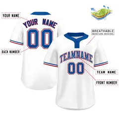 White Royal-Red Two-Button Softball Jersey 2