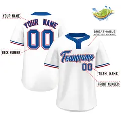 White Royal-Red Two-Button Softball Jersey 2