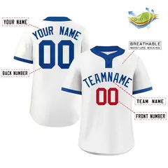 White Royal-Red Two-Button Softball Jersey 2